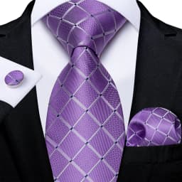 Plaid Men's Tie Set Yellow Purple Blue Necktie 8cm Business Wedding Tie Handkerchief Cufflinks Gift For Men