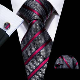 Fashion Khaki Striped Men Silk Necktie Fahsion Tie Handkerchief Cufflinks Sets Male Wedding Business Gift Barry.Wang Stylish