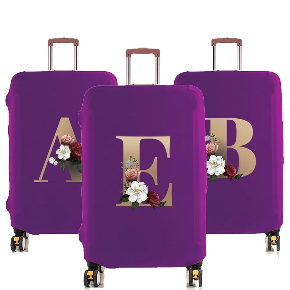Luggage Protective Cover  Elastic for 18-32 Suitcase Trolley Baggage Travel Bag  Dust Covers Suitcase Case  Gold Lettern Pattern
