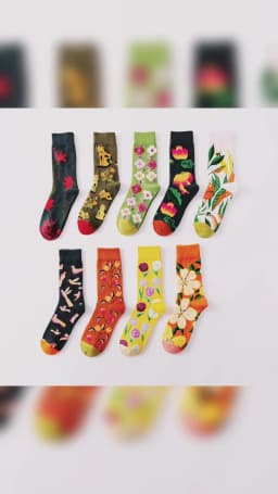1 Pair Women Socks Cartoon Art Octopus Flower Plant Kawaii Funny Casual Female Cotton Sock Hosiery Streetwear Harajuku Crew Sox