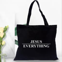 Fashion Women Shopping Bag Canvas Tote Jesus Is My God Print Shoulder Bag Foldable Eco Reusable Christian Female Shopper Handbag