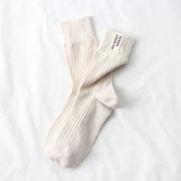 Japanese Korean Fashion High School Girls High Socks Solid Color White Khaki Beige Loose Socks Cotton Knitting Women Long Socks