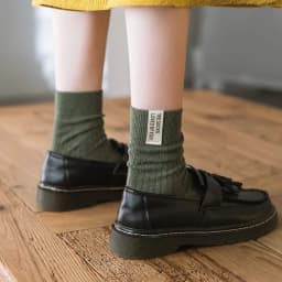 Japanese Korean Fashion High School Girls High Socks Solid Color White Khaki Beige Loose Socks Cotton Knitting Women Long Socks