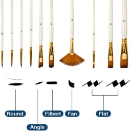 10Pcs Paint Brushes Set Nylon Hair Brush for Acrylic Painting Oil Watercolor Paint DIY Kid Student Artistic Brush Art Supplies