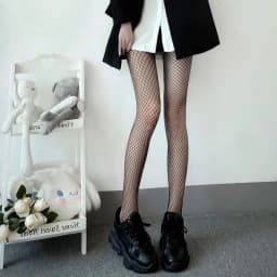 Black Medium Grid Sexy Women High Waist Stocking Fishnet Club Tights Knitting Net Pantyhose Mesh Anime Lolita JK Cosplay Costume