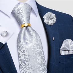 Teal Green Orange Plaid Ties For Men 8cm Width Business Wedding Party Men's Neck Tie Handkerchief Cufflinks Tie Ring Brooch