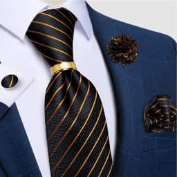 Teal Green Orange Plaid Ties For Men 8cm Width Business Wedding Party Men's Neck Tie Handkerchief Cufflinks Tie Ring Brooch