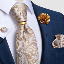 Teal Green Orange Plaid Ties For Men 8cm Width Business Wedding Party Men's Neck Tie Handkerchief Cufflinks Tie Ring Brooch