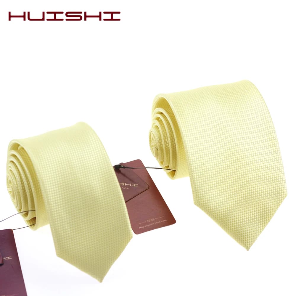 Fashion Neckties Classic Men's Plain Color Wedding Ties Gifts Light Yellow Jacquard Woven 100% Waterproof Solid Neck Tie For Men