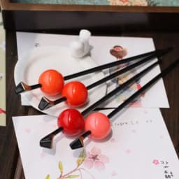 4 colors Japanese Geisha Oiran Red Pink Headwear Hairpin Kanzashi kimono Ball Hair Stick Accessory