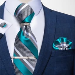 New Fashion Men's Ties Silver Floral 8cm Neck Tie Business Wedding Party Gravata Ting Ring Clip Cravat Gift For Men DiBanGu