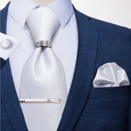 New Fashion Men's Ties Silver Floral 8cm Neck Tie Business Wedding Party Gravata Ting Ring Clip Cravat Gift For Men DiBanGu