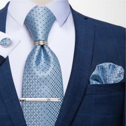 New Fashion Men's Ties Silver Floral 8cm Neck Tie Business Wedding Party Gravata Ting Ring Clip Cravat Gift For Men DiBanGu