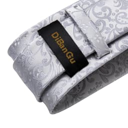New Fashion Men's Ties Silver Floral 8cm Neck Tie Business Wedding Party Gravata Ting Ring Clip Cravat Gift For Men DiBanGu