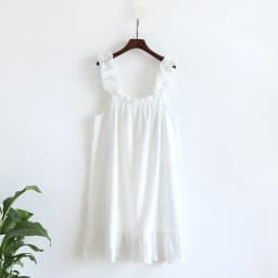 2026 Summer New Style Nightdress Ladies 100% Cotton Crepe Thin Vest Suspender Skirt Loose Long Skirt Sweet And Cute Home Skirt