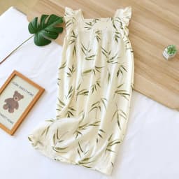 2026 Summer New Style Nightdress Ladies 100% Cotton Crepe Thin Vest Suspender Skirt Loose Long Skirt Sweet And Cute Home Skirt