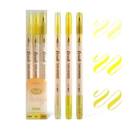3pcs Retro Color Brush Marker Pens Set Dual Side Fine Liner Water Based Ink Blendable Watercolor Art Paint Drawing F133