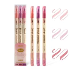 3pcs Retro Color Brush Marker Pens Set Dual Side Fine Liner Water Based Ink Blendable Watercolor Art Paint Drawing F133
