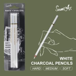 SeamiArt 3Pcs White Soft/Medium/Hard Charcoal Pencil for Sketch Carbon Pen Sketch Art Tools Office School Supplies Pencils