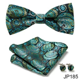 New Paisley Bow Tie for men Wedding Bowtie Handkerchief Cufflink Set Noeud Papillon Silk Pajaritas Cravat Female Male