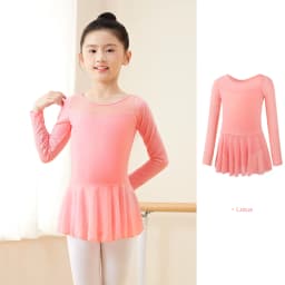 Kids Girls Ballet Dress Gymnastics Leotards Mesh Splice Short Sleeve Ballet Leotards Dance Costumes Soft Ballet Dance Bodysuit