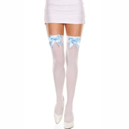 Sky Blue Bowknot Stockings for Women Lingerie Over The Knee Velvet Warm Hosiery Sweet Girl Friend White Stocking Sexy Cosplay