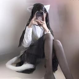 Cat tail cosplay fur tail simulation animal tail black White Gray Halloween party show cat ears