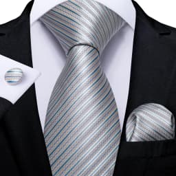 Gray Striped Paisley Ties For Men Wedding Accessories Men's 8cm Neck Tie Pocket Square Cufflinks Gift For Men DiBanGu