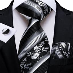 Gray Striped Paisley Ties For Men Wedding Accessories Men's 8cm Neck Tie Pocket Square Cufflinks Gift For Men DiBanGu
