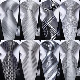 Gray Striped Paisley Ties For Men Wedding Accessories Men's 8cm Neck Tie Pocket Square Cufflinks Gift For Men DiBanGu