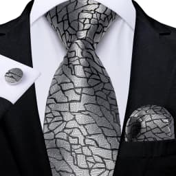 Gray Striped Paisley Ties For Men Wedding Accessories Men's 8cm Neck Tie Pocket Square Cufflinks Gift For Men DiBanGu
