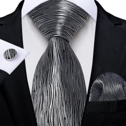 Gray Striped Paisley Ties For Men Wedding Accessories Men's 8cm Neck Tie Pocket Square Cufflinks Gift For Men DiBanGu