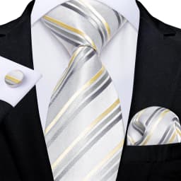 Gray Striped Paisley Ties For Men Wedding Accessories Men's 8cm Neck Tie Pocket Square Cufflinks Gift For Men DiBanGu