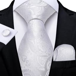 Gray Striped Paisley Ties For Men Wedding Accessories Men's 8cm Neck Tie Pocket Square Cufflinks Gift For Men DiBanGu