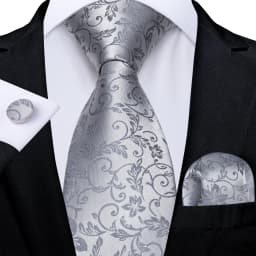Gray Striped Paisley Ties For Men Wedding Accessories Men's 8cm Neck Tie Pocket Square Cufflinks Gift For Men DiBanGu
