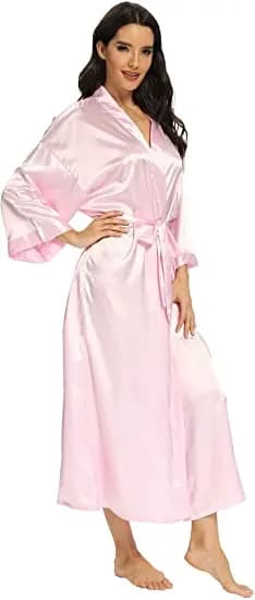 2021 New Satin Chiffon Robes Bridesmaid Robes Bride Robe Women Wedding Long Robe Bathrobe White Robe Satin Robe