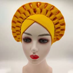 Africa Turban Caps for Women African Aso Oke Headtie Ready to Wear Auto Gele Female Head Wraps Muslim Caps Nigerian Wedding Gele
