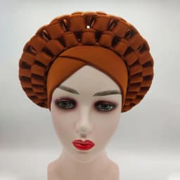 Africa Turban Caps for Women African Aso Oke Headtie Ready to Wear Auto Gele Female Head Wraps Muslim Caps Nigerian Wedding Gele