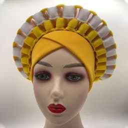 Africa Turban Caps for Women African Aso Oke Headtie Ready to Wear Auto Gele Female Head Wraps Muslim Caps Nigerian Wedding Gele