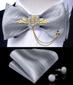 New Arrival Bow Ties For Men Bowties Cufflinks Handkerchief Set For Party Wedding Suit Accessories Man Tie Golden Brooch