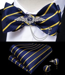 New Arrival Bow Ties For Men Bowties Cufflinks Handkerchief Set For Party Wedding Suit Accessories Man Tie Golden Brooch