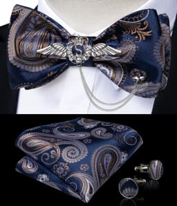 New Arrival Bow Ties For Men Bowties Cufflinks Handkerchief Set For Party Wedding Suit Accessories Man Tie Golden Brooch