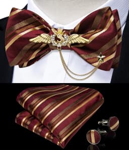 New Arrival Bow Ties For Men Bowties Cufflinks Handkerchief Set For Party Wedding Suit Accessories Man Tie Golden Brooch