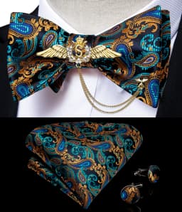 New Arrival Bow Ties For Men Bowties Cufflinks Handkerchief Set For Party Wedding Suit Accessories Man Tie Golden Brooch
