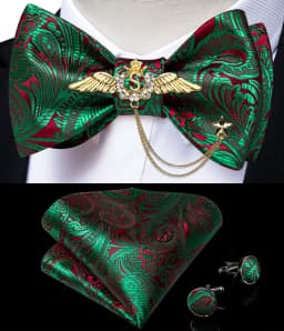 New Arrival Bow Ties For Men Bowties Cufflinks Handkerchief Set For Party Wedding Suit Accessories Man Tie Golden Brooch