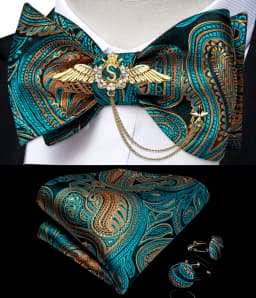New Arrival Bow Ties For Men Bowties Cufflinks Handkerchief Set For Party Wedding Suit Accessories Man Tie Golden Brooch