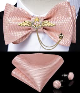New Arrival Bow Ties For Men Bowties Cufflinks Handkerchief Set For Party Wedding Suit Accessories Man Tie Golden Brooch