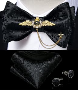 New Arrival Bow Ties For Men Bowties Cufflinks Handkerchief Set For Party Wedding Suit Accessories Man Tie Golden Brooch