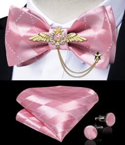 New Arrival Bow Ties For Men Bowties Cufflinks Handkerchief Set For Party Wedding Suit Accessories Man Tie Golden Brooch