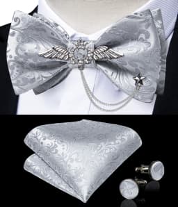 New Arrival Bow Ties For Men Bowties Cufflinks Handkerchief Set For Party Wedding Suit Accessories Man Tie Golden Brooch